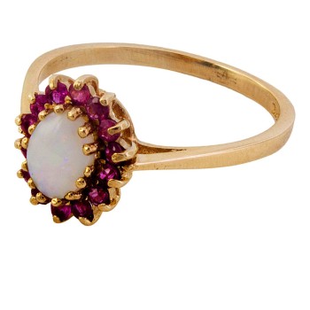 9ct gold Opal / Garnet Cluster Ring size P